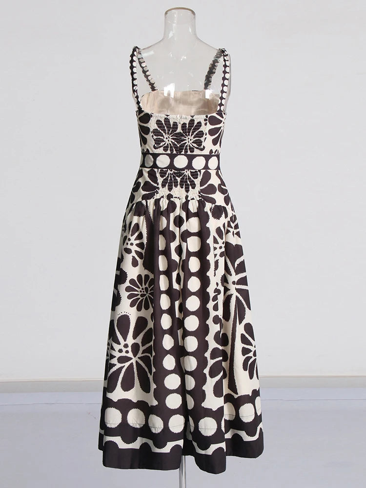 Women Colorblock Printing Camisole Dresses