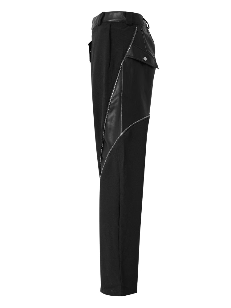 High Waist Pu Leather Wide Leg Pants - Whiicka