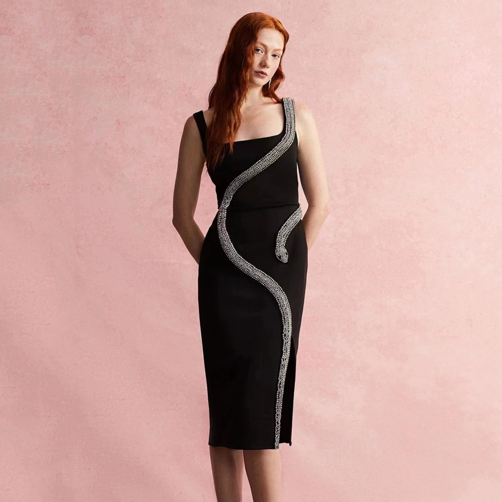 Sexy Snake Beading Bandage Dress - Whiicka