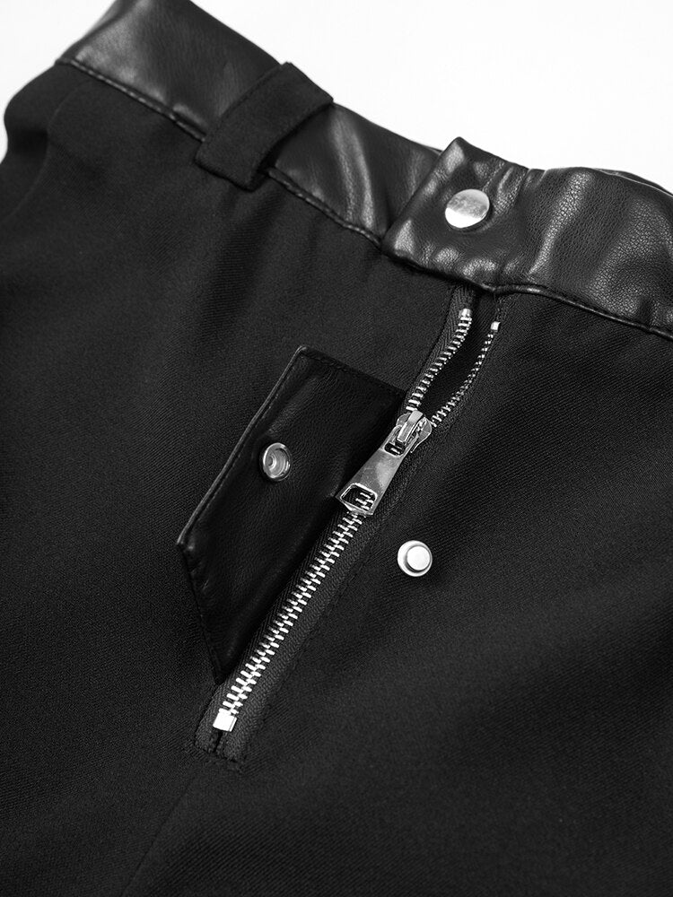 High Waist Pu Leather Wide Leg Pants - Whiicka