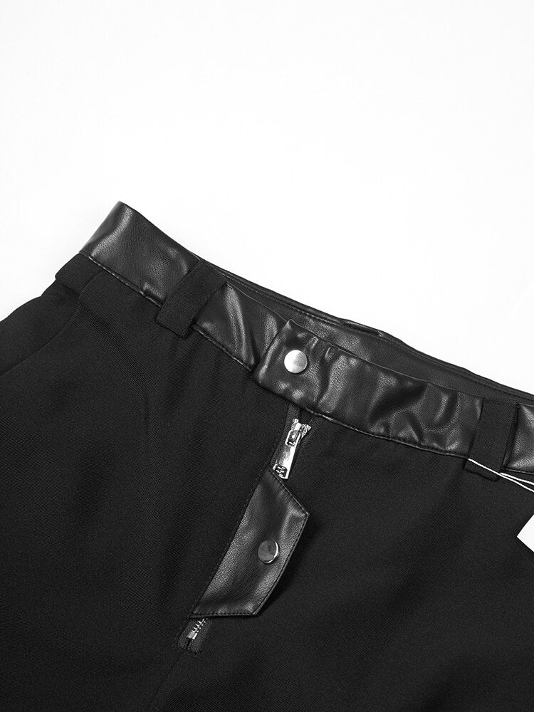 High Waist Pu Leather Wide Leg Pants - Whiicka