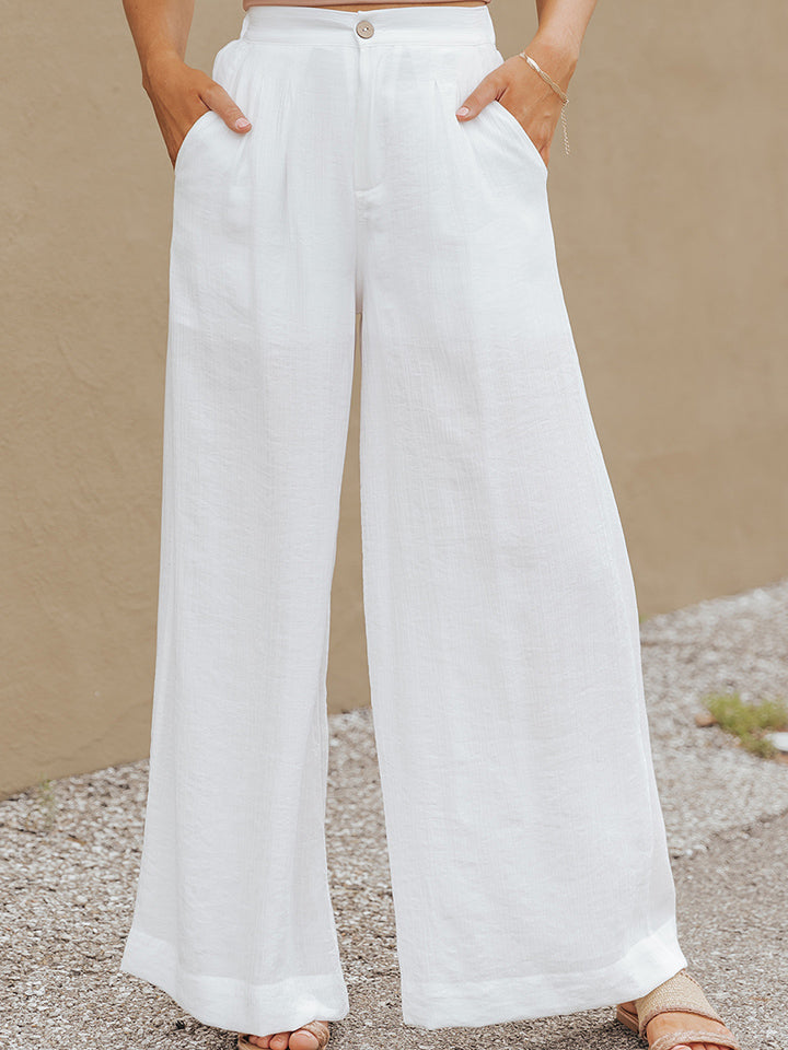 Wide Leg Buttoned Pants - Whiicka