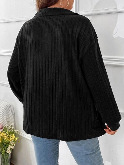 Plus Size Ribbed Long Sleeve T-Shirt