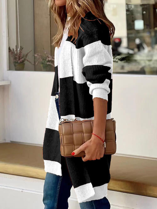 Contrast Open Front Cardigan - Whiicka