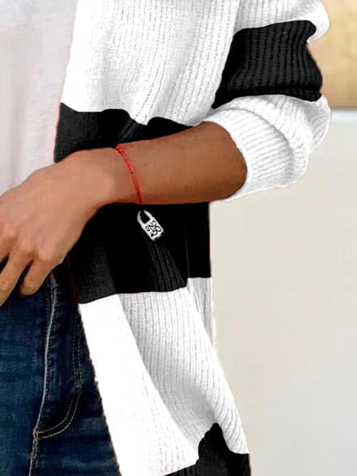 Contrast Open Front Cardigan - Whiicka