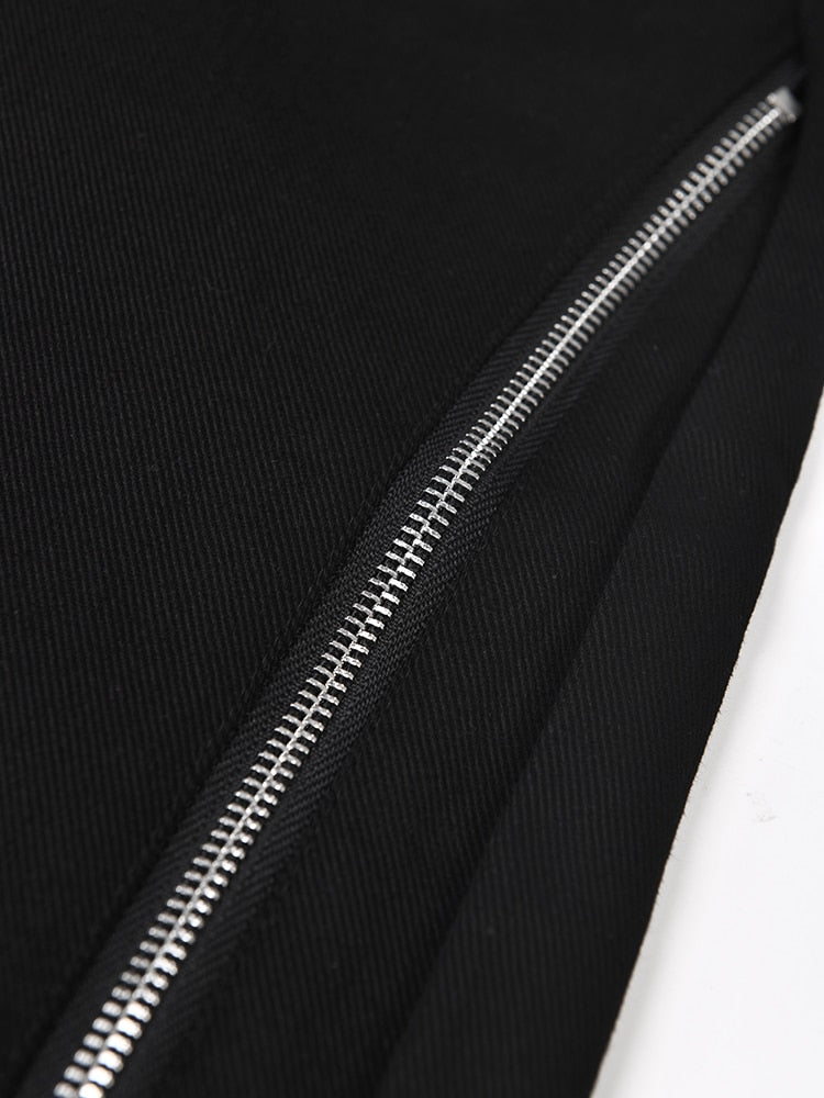 Zipper Irregular Long Flare Pant - Whiicka