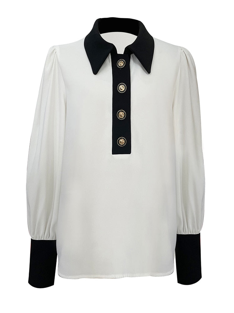 Black and White Slim Blouse - Whiicka