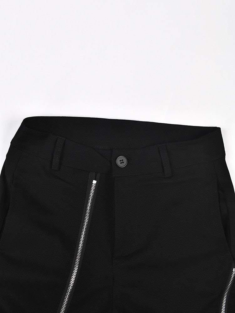 Zipper Irregular Long Flare Pant - Whiicka