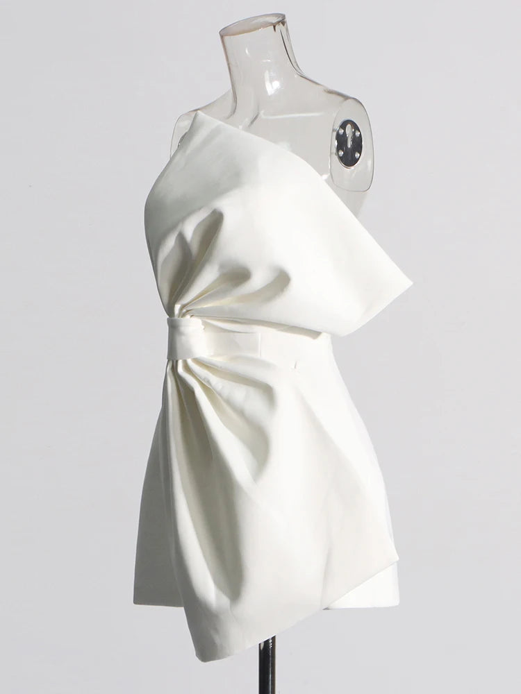 White Spliced Bowknot Designer Dresses For Women