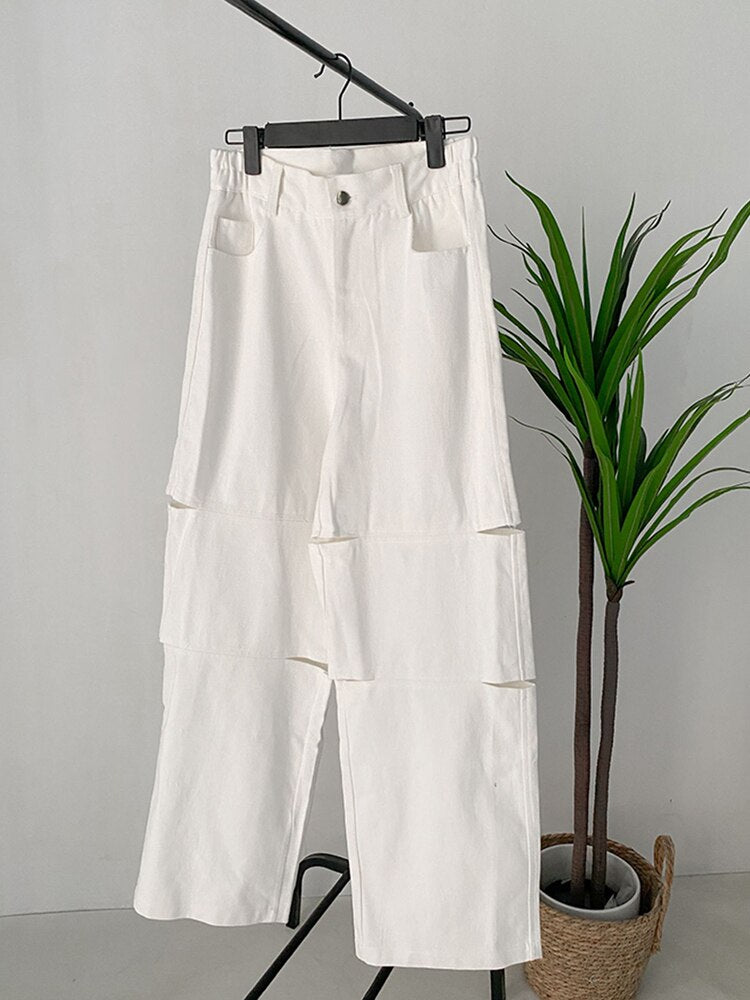 Hollow Out Long Wide Leg Pants - Whiicka