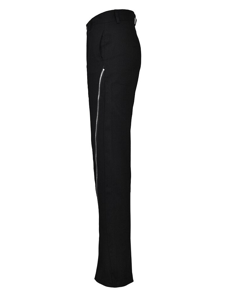 Zipper Irregular Long Flare Pant - Whiicka