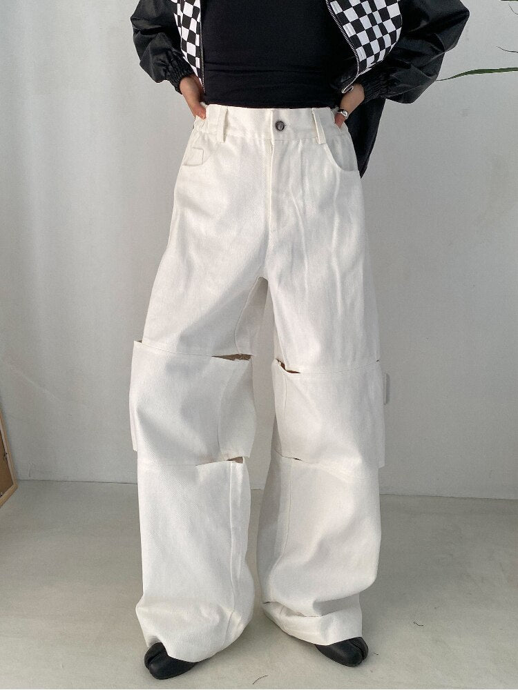 Hollow Out Long Wide Leg Pants - Whiicka