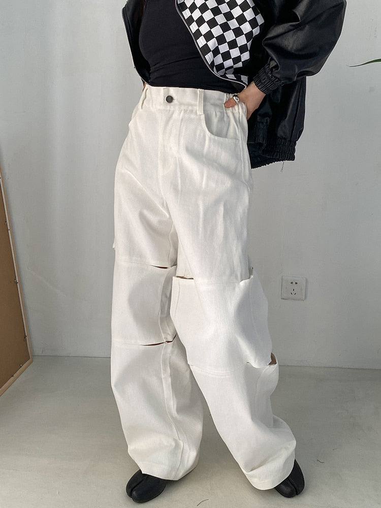Hollow Out Long Wide Leg Pants - Whiicka
