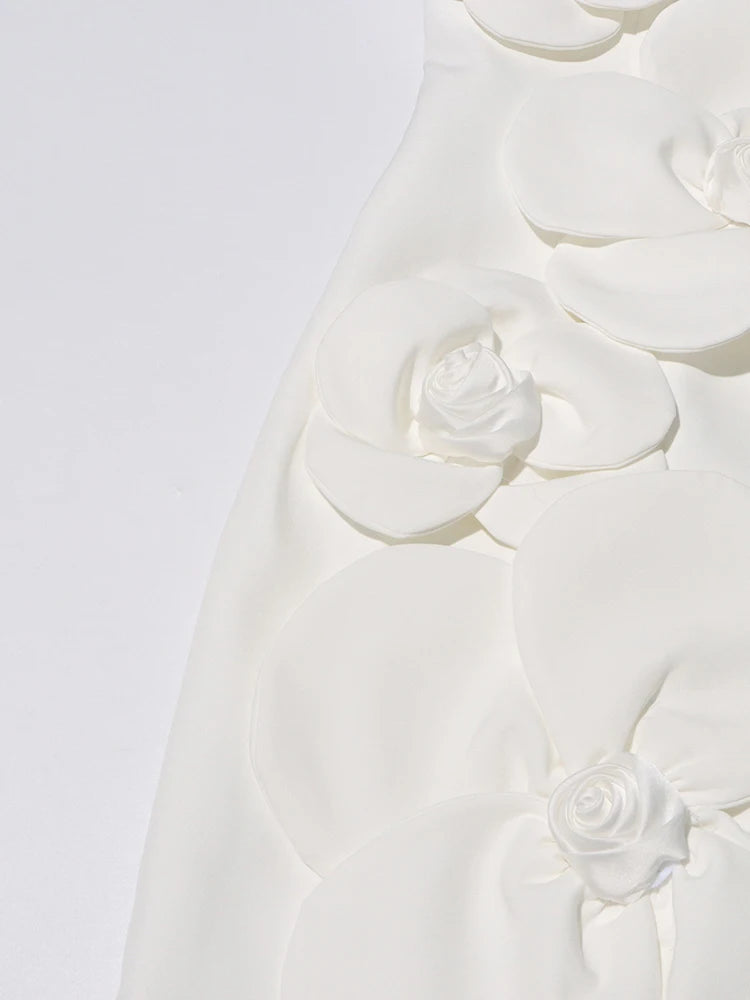 Women White Spliced Appliques Elegant Bridal Dresses