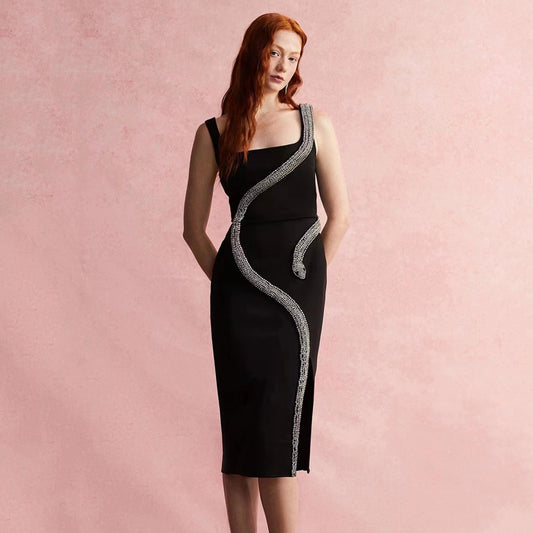 Sexy Snake Beading Bandage Dress - Whiicka