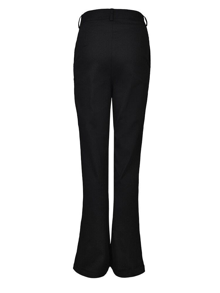 Zipper Irregular Long Flare Pant - Whiicka