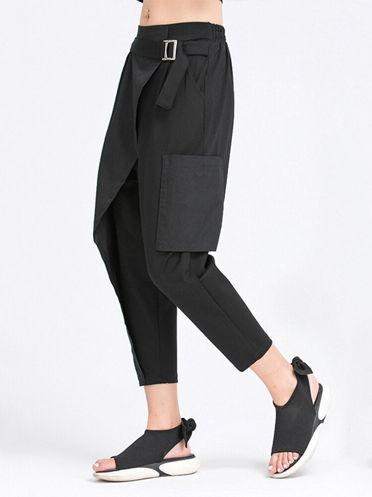 Irregular Split Loose Fit Harem Trousers - Whiicka