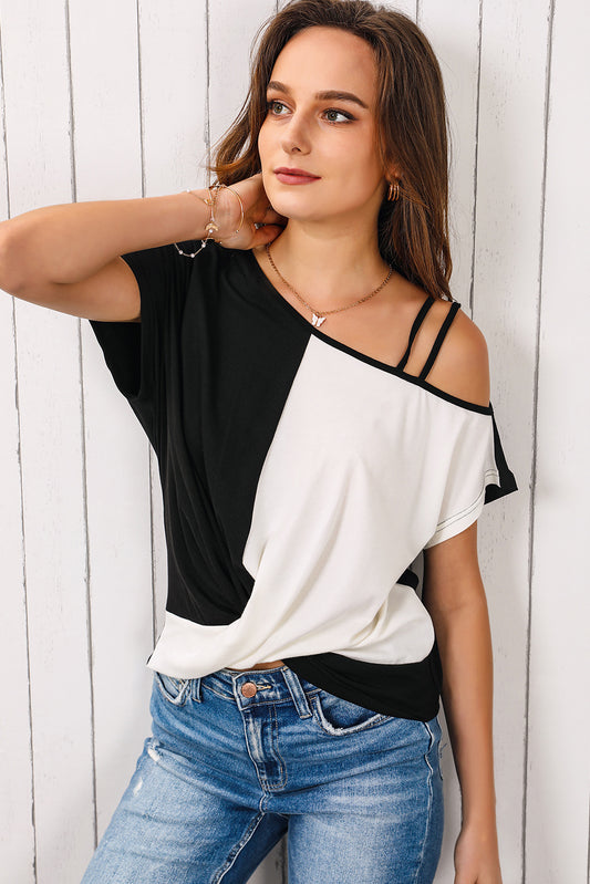 Twisted Asymmetrical Neck Top - Whiicka