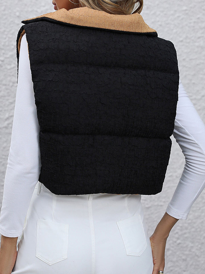Drawstring Two Face Cropped Vest - Whiicka