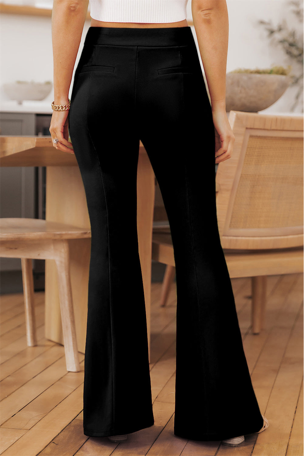 Front Slit Flare Leg Pants - Whiicka