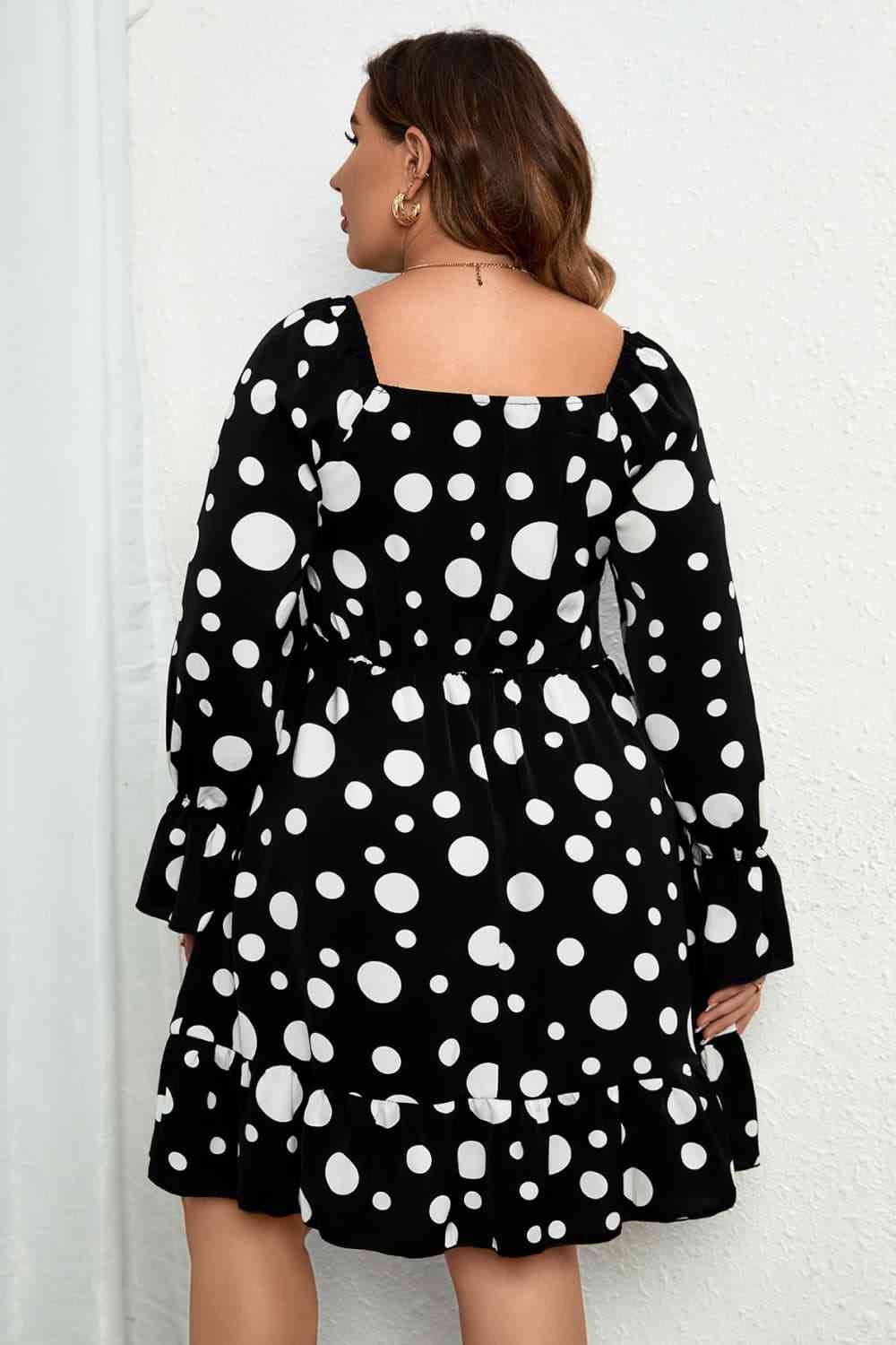 Plus Size Polka Dot Sweetheart Mini Dress