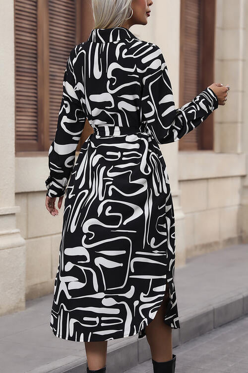Tie Front Slit Shirt Dress - Whiicka